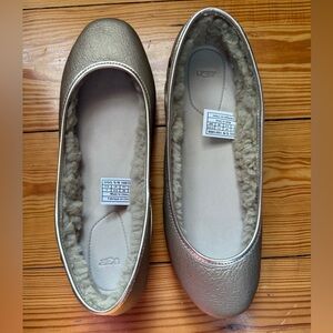 UGG Women's Metallic Gold Sheepskin Slippers